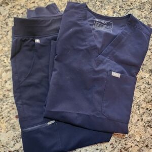 Navy Blue Figs Scrub Set
